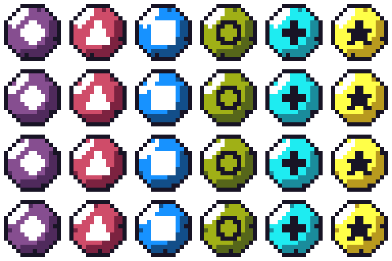 The six scrap types and their tumble frames, all generated by script.